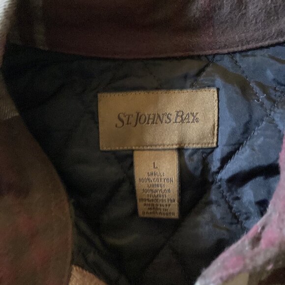 St John Bay Men’s Lined Work Shirt Burgundy Size Large - Picture 3 of 7